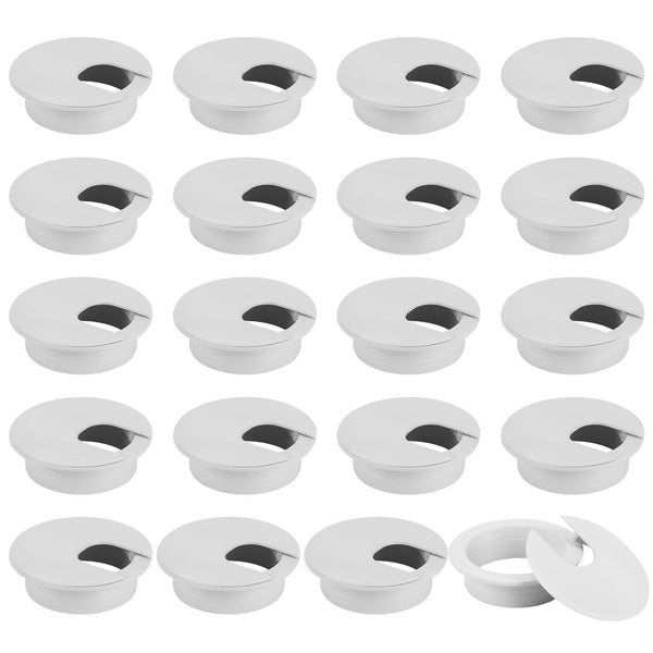 20 Pack 2 Inch Round Plastic Desk Grommets, White Wire Organizer Caps, Perfect for Hide Data Cords in Office Desk