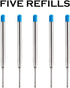 HeTaoCat Blue Ink Refill Pack of 5, Replaceable Medium Point Ballpoint Pen Refills (Blue)
