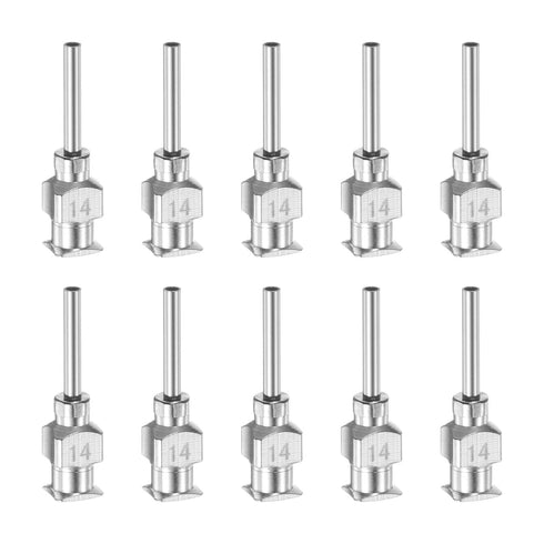 10pcs 14Gauge Stainless Steel Dispensing Needles, 1/2" Blunt Tips Luer Lock for Thick Liquids