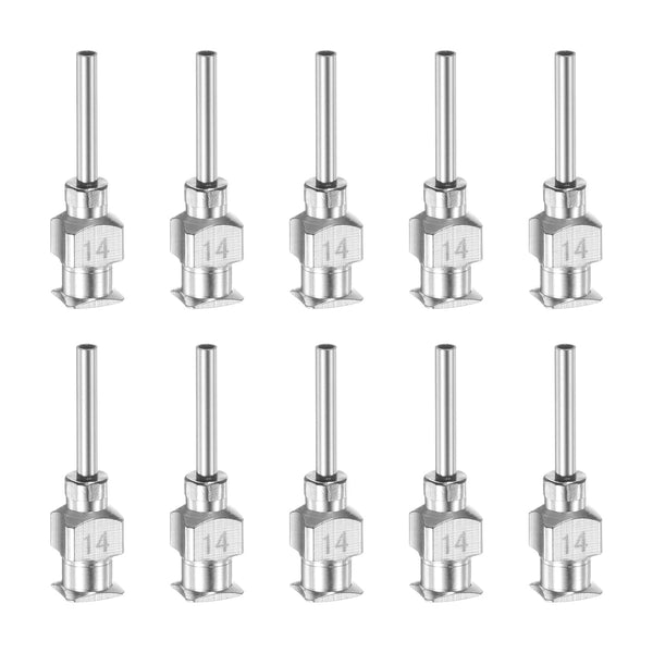 10pcs 14Gauge Stainless Steel Dispensing Needles, 1/2" Blunt Tips Luer Lock for Thick Liquids