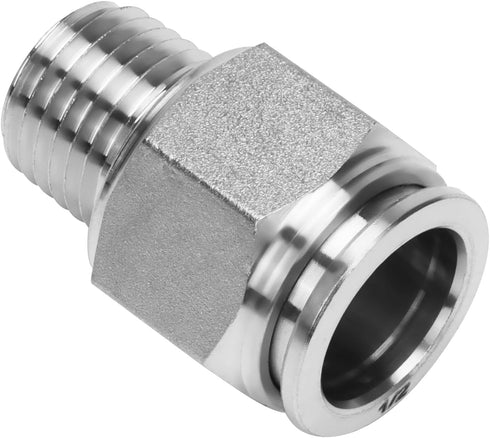 Push to Connect Fitting - 304 Stainless Steel Male Straight 1/2" Tube OD x 1/4" NPT