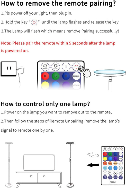 YHW 2.4G 28 Bulbs, Lamp-1 Pack Magic Home Remote Control with Keys, RGB+CCT for Smart LED Smart Floor