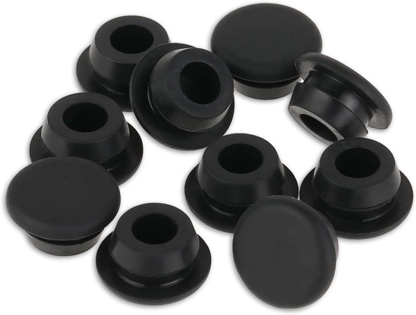 10 Pcs 10mm Rubber Hole Plug, Black Silicone Round Snap-in Type Locking Furniture Hole Plug Protective Cover