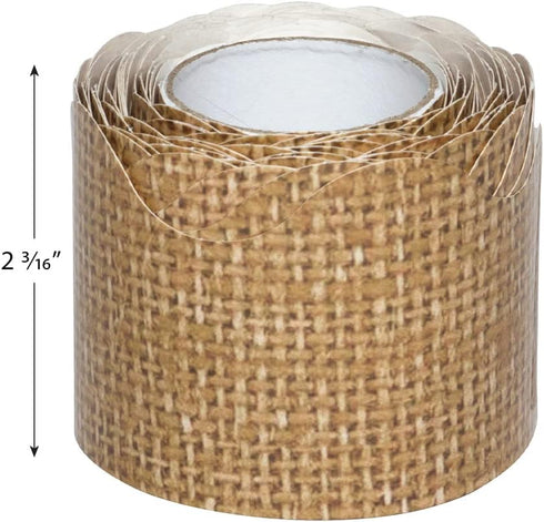 Teacher Created Resources Burlap Scalloped Rolled Border Trim, 50 ft for Decorating