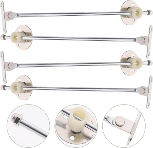 4pcs Set, KALLORY Kitchen Cabinet Hinges Drop Leaf Support Rod Iron Cupboard Door Lift-up Hinges for Flap Doors