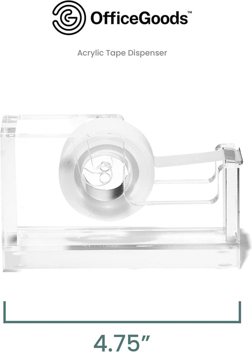 OfficeGoods Modern Acrylic Tape Dispenser - Non-Slip Rubber Holder, Perfect for Home, School or Office Desk, Holds Tape