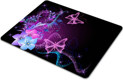 Smooffly Purple Mouse Pad for PC, Pink Purple Butterfly Design Gaming Mouse Pad