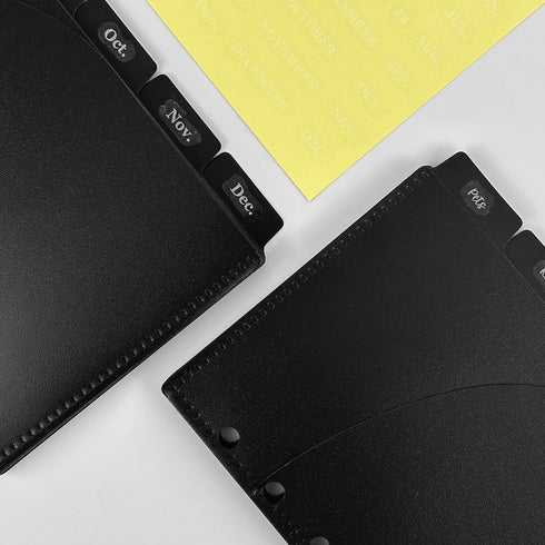 NatSumeBasics 12pcs Black A6 Binder Pocket Dividers with Label Sticker for 6 Ring Budgeting Binder Inserts