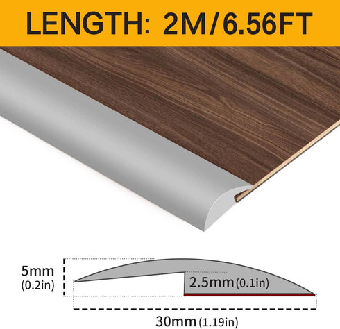 Carpet & Floor Edging Trim Strip, Self Adhesive PVC Floor Transition Strip for Doorways with Height Less Than 3 MM