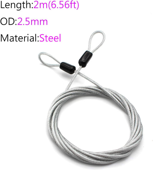 Car Cover Safety Steel Cable, Outdoor Clothesline, Steel Cable, 6.56 Ft 2.5 mm Braided Steel Strip Coated Safety Cable, Luggage Lock Safety Cable, Vinyl Coated Flexible Steel Cable with Ring Ends by WANLIAN
