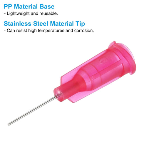 PATIKIL 100 Pcs 25Ga x 0.5 Inch Dispensing Needle Tips, Stainless Steel and Plastic Blunt Tips with Luer Lock for Glue