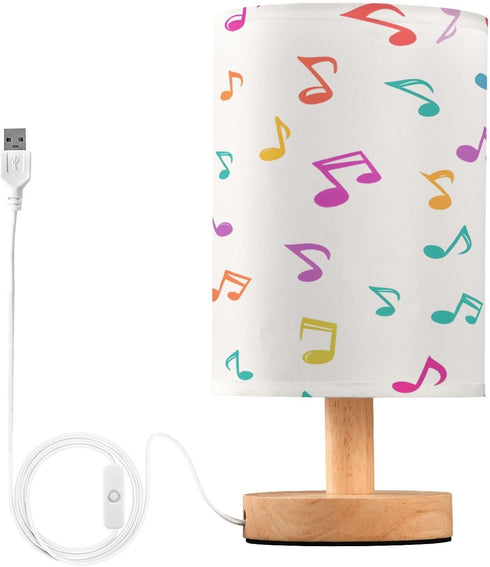 ALAZA Musical Notes Table Lamp for Bedroom USB Port Bedside Lamp Small