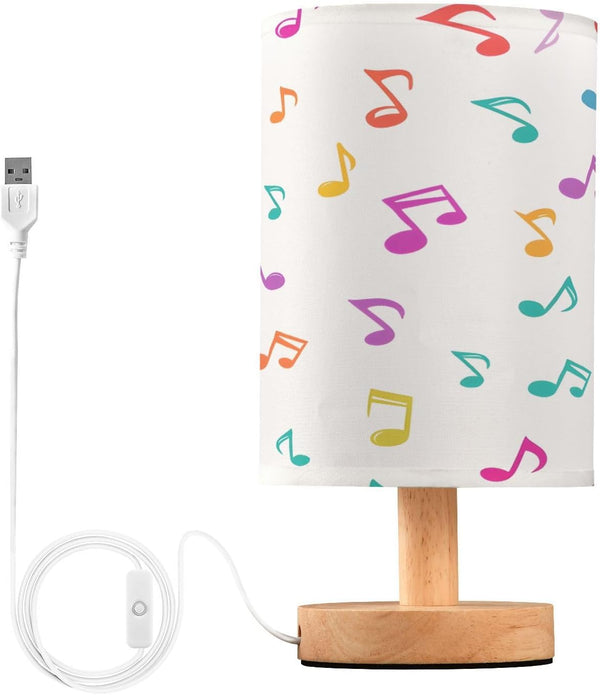 ALAZA Musical Notes Table Lamp for Bedroom USB Port Bedside Lamp Small
