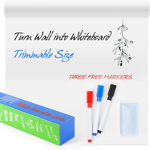 Dry Erase Whiteboard Sticker Wall Decal, Self-Adhesive White Board Peel Stick Paper for School,Office,Home,Kids Drawing with 3 Pen 78.7"x23.6" by ZNCMRR