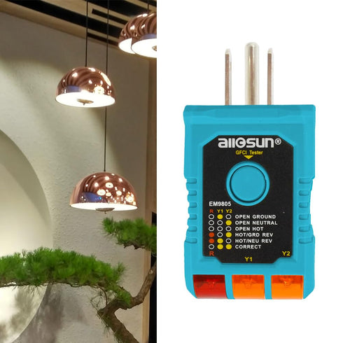 allsun GFCI Electrical Outlet Receptacle Tester, Circuit Tester, GFCI Detect Faulty Wiring Status Socket Checker
