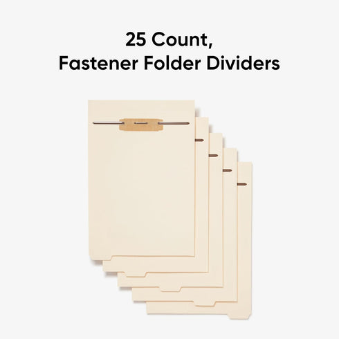 Smead Stackable Folder Dividers with Fasteners, 25 Count, Manila, Letter Size, Bottom 1/5-Cut Tab