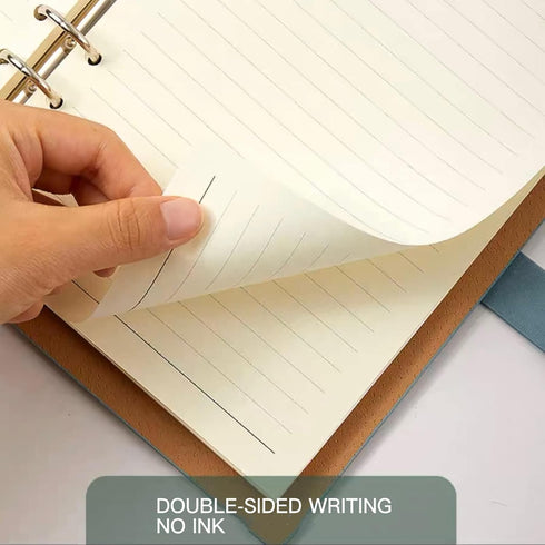 Leather Journal Refillable Notebook, A5 Binder 6 Ring, Thick Lined Journal Ruled Notebook, Magnetic Buckle Closure,