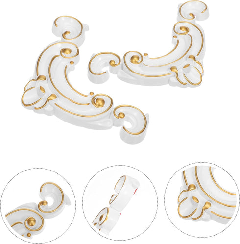 2pcs Homoyoyo Adhesive Furniture Appliques Onlays: Decorative Frame Onlay - Peel and Stick Corner Decal for Vanity
