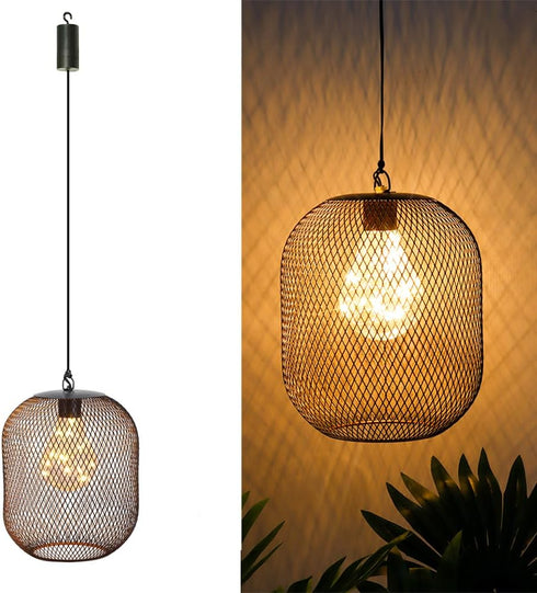 6 TRIROCKS Hanging Lamp Battery Operated Hanging Light Cordless Pendant Lamp Metal Mesh Lanterns with Hours Timer