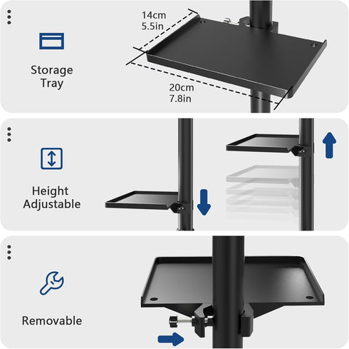 360 ZHOOGE Salon Tray Cart on Wheels with Stand Rack Tray, Premium Iron Alloy Tattoo Tray Height Adjustable Salon
