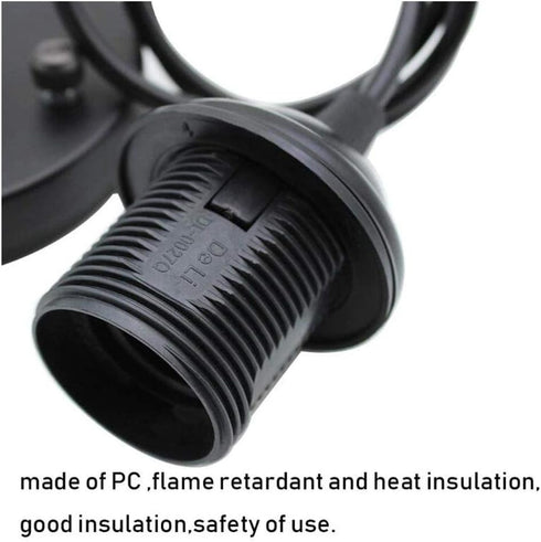 Icole E26 Set(Pack 1) Ceiling Light Pendant Fitting Lamp Holder Black Ceiling Rose Pendant Modern Vintage Retro