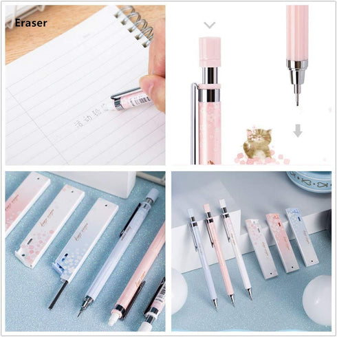 Cherry Mechanical Pencil Set with Lead, 3 pcs 0.5mm Mechanical Pencils with 3 Pack HB Pencil Leads for Writing