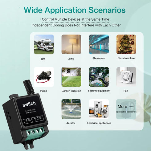 Mini12v Switch,12v with10a 5v 6v 9v 24v 48v 12volt Remote Control Wireless Remote Switch Relay, DC Remote On Off Switch