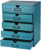 Wooden Storage Box with 5 Drawers - Vintage Apothecary Drawers, Wood Desktop Organizer, Blue