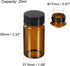PATIKIL 20mL Reagent Media Bottle, 10 Pack Round Glass Storage Bottles with Plastic Screw Cap for Home, Lab, Brown
