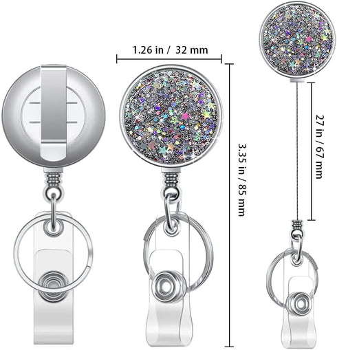 Boutilon Retractable Badge Holder - Lightweight Plastic Badge Reel Card Holder with Key Ring Backing for Nurse,