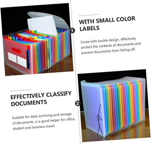 Pockets Expanding File Folder Organizer, Rainbow Multi Letter Size Accordion Document Holder for Home, Office, School