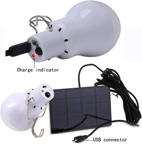Solar Powered Lamp Portable LED Bulb Lights, Solar Energy Panel LED Lighting for Camp Tent, Night Fishing, Emergency