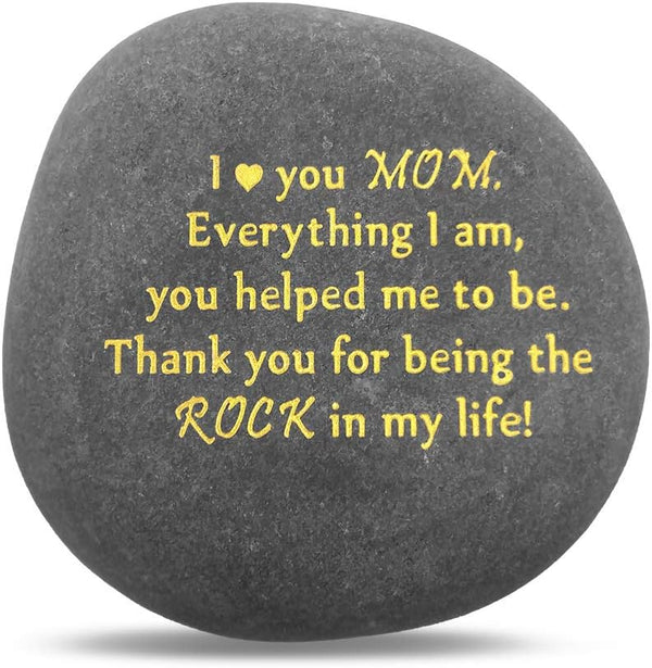 Unique Gift for Mom - Thank You for Being My Rock, Engraved Keepsake Paperweight Stone for Mother
