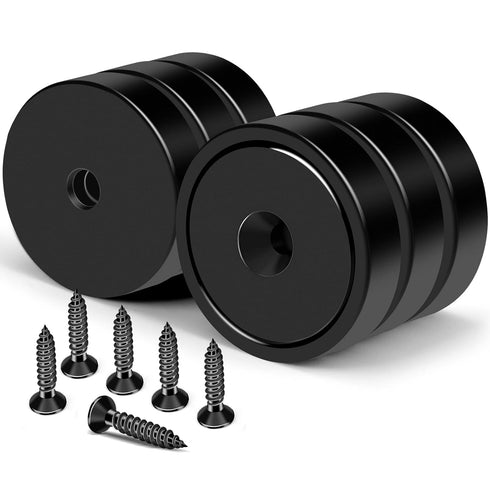 MIKEDE Heavy Duty Magnets with Hole, 150LB Strong Magnets, Black Pot Magnet