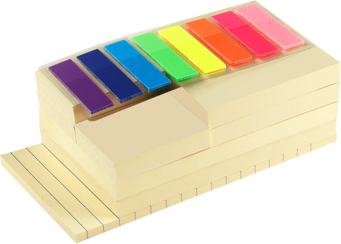 Sticky Notes, Yellow Self-Stick Pads & Colorful PET Index Label & Lined Note Pad, 9-Pack Memo Pads Set