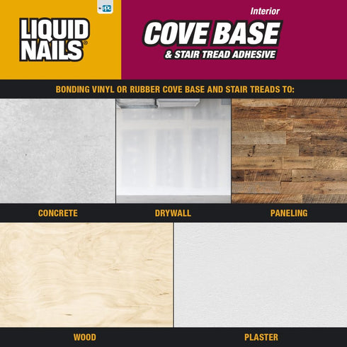 LIQUID NAILS CB-10 Cove Base & Stair Tread Adhesive, 10-Ounce