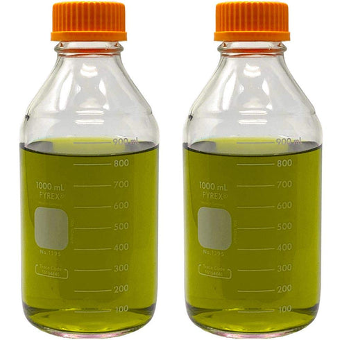 Pyrex Corning 1395-1L, 1000ml Round Media Storage Bottle with GL45 Screw Cap (Pack of 2)