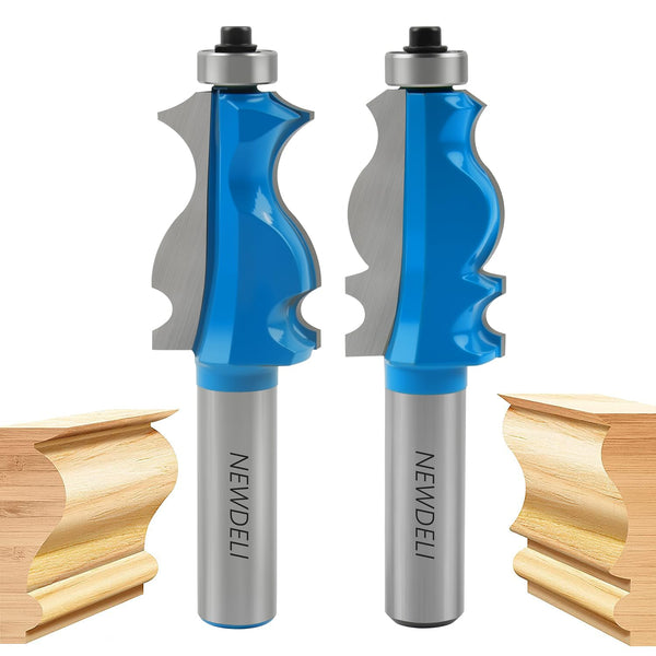Newdeli 2Pcs Architectural Molding Router Bit Set 1/2 Inch Shank Picture Frame