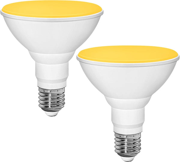 PAR30 Yellow LED Bug Light Bulb, 100W Equivalent, 12W E26 Base Flood Light, Non-Dimmable, 2 Pack