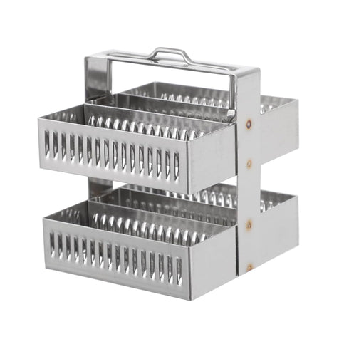 Microscope Slides Rack 30 Positions, Stainless Steel Slide Holder for Research Staining Specimen Storage Stand