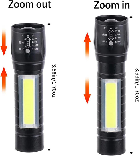 5 Pack Mini Small Pocket LED Flashlight USB-C Rechargeable High Lumens Bright Powerful EDC Flash Lights - Aluminum