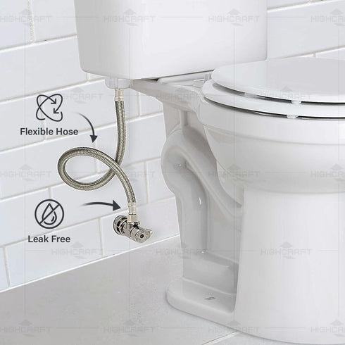 27416-NL-2 Toilet Connector, 16 Inch Braided Stainless Steel Hose, 3/8 Compression x 7/8 Female Ballcock Nut