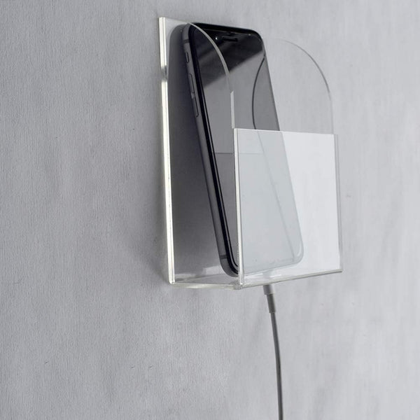 VANCORE Clear Wall Mounted Charging Station - Smart Phone & TV Remote Control Holder (1 Hole)