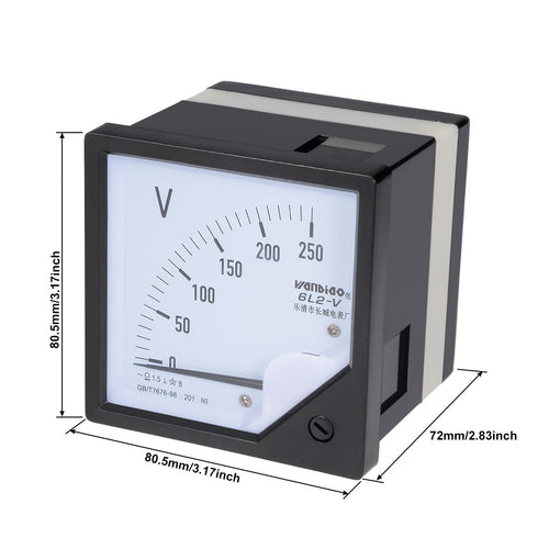 uxcell AC 0-250V Analog Panel Voltage Gauge Volt Meter 6L2 1.5% Error Margin