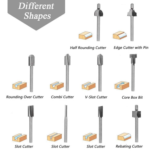 Mesee 10Pcs HSS Router Bits 1/8"(3mm) Shank Carbide Engraving Bit Set for DIY Woodworking