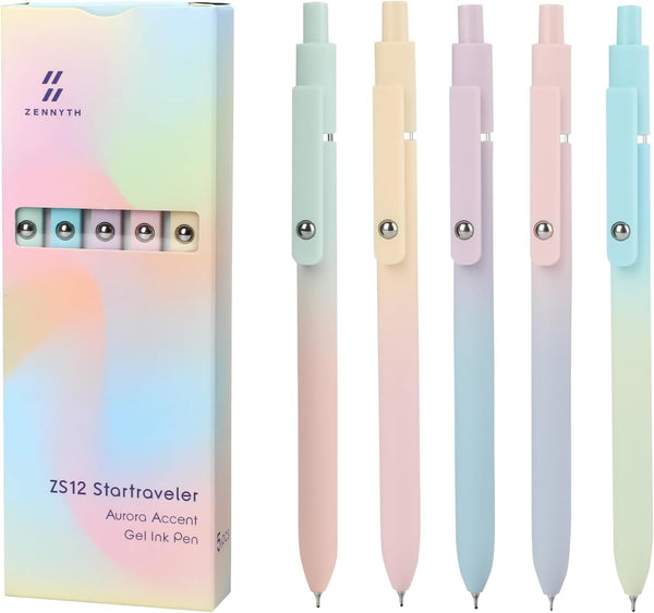 Ddaowanx Gel Pens, 5 Pcs 0.7mm Quick Dry Black Ink, Fine Point Smooth Writing Pens, Cute Office Gifts
