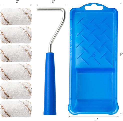 Mister Rui Paint Roller Kit, 9 Pack, 2 Inch Microfiber Paint Roller Covers, Mini Rollers for Painting