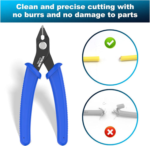 VCELINK Small Wire Cutter, Spring-loaded Precision Flush Cutter Pliers for Electronics, Jewelry Making, 5-Inch
