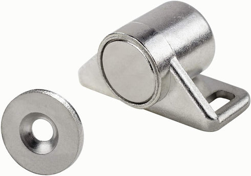 ZFBB 4 Pack Magnetic Cabinet Door Catch with Magnets for Kitchen Closet Door Closing (Silver)