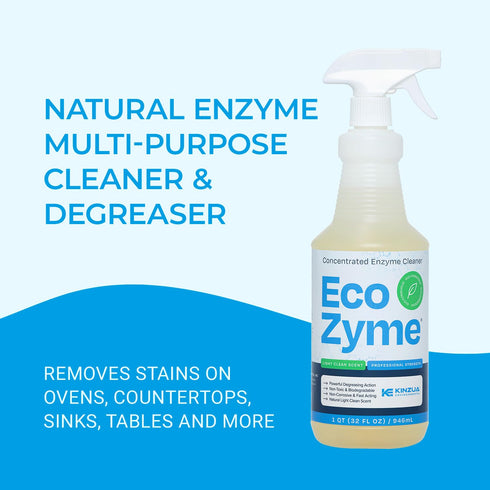 32 oz KINZUA ENVIRONMENTAL Eco-Zyme, Enzyme Cleaner Concentrate with Professional Strength, Multipurpose Cleaner